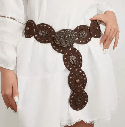 Retro Bull Head Patchwork Disc Casual Daily Wear Belt - image 2