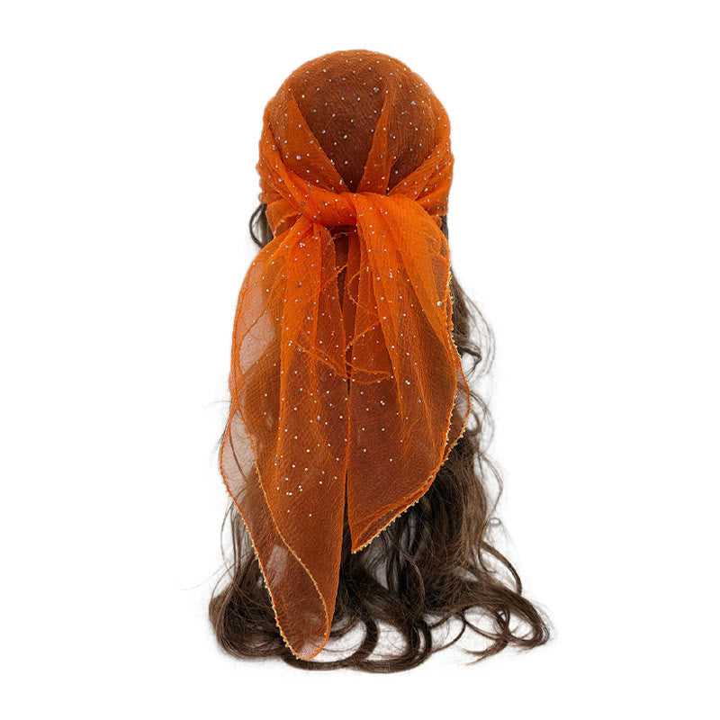 Women's Lightweight Sparkle Rhinestone Beaded Trim Fashion Summer Scarf - Orange & Red - image 3