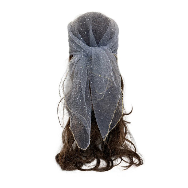 Women's Lightweight Sparkle Rhinestone Beaded Trim Fashion Summer Scarf - Grey - image 15