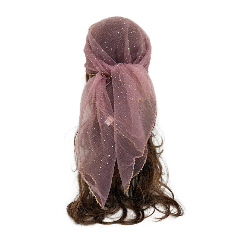 Women's Lightweight Sparkle Rhinestone Beaded Trim Fashion Summer Scarf - Light Pink - image 20