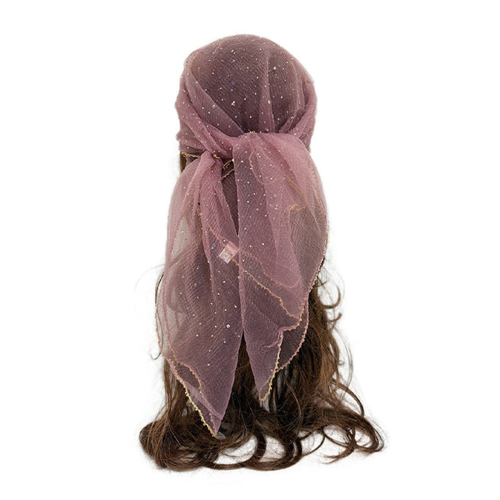 Women's Lightweight Sparkle Rhinestone Beaded Trim Fashion Summer Scarf - Light Pink - image 20