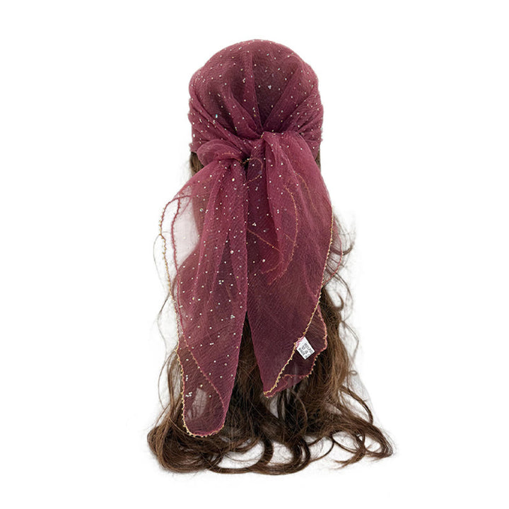 Women's Lightweight Sparkle Rhinestone Beaded Trim Fashion Summer Scarf - Reddish Brown - image 7