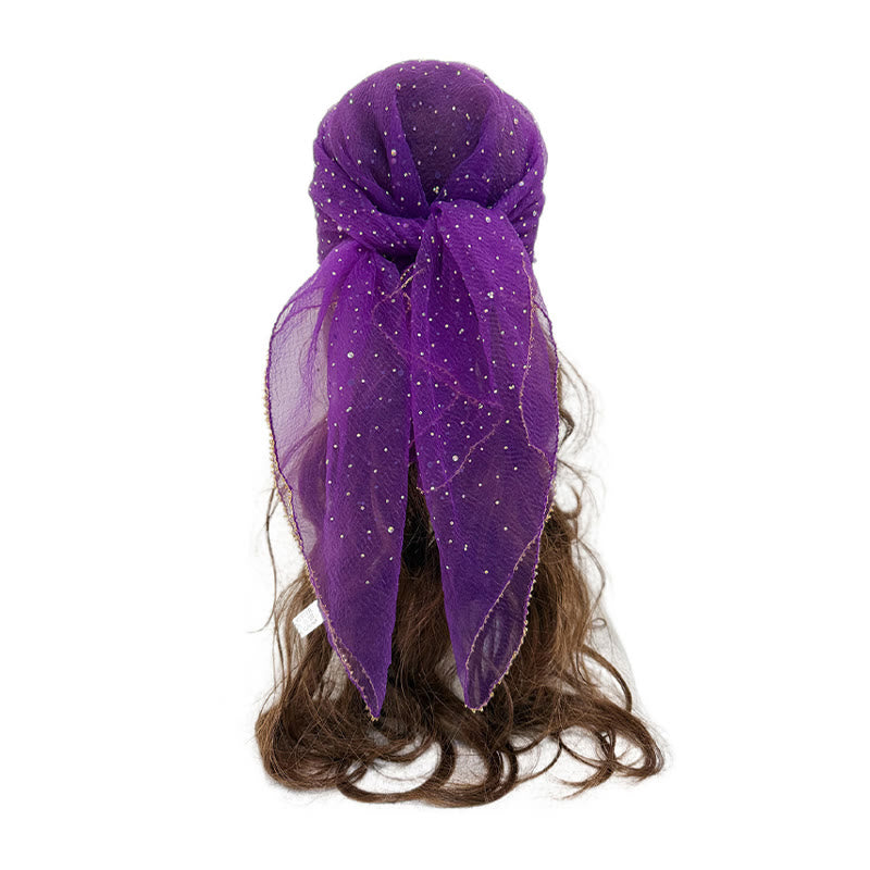 Women's Lightweight Sparkle Rhinestone Beaded Trim Fashion Summer Scarf - Purple - image 1