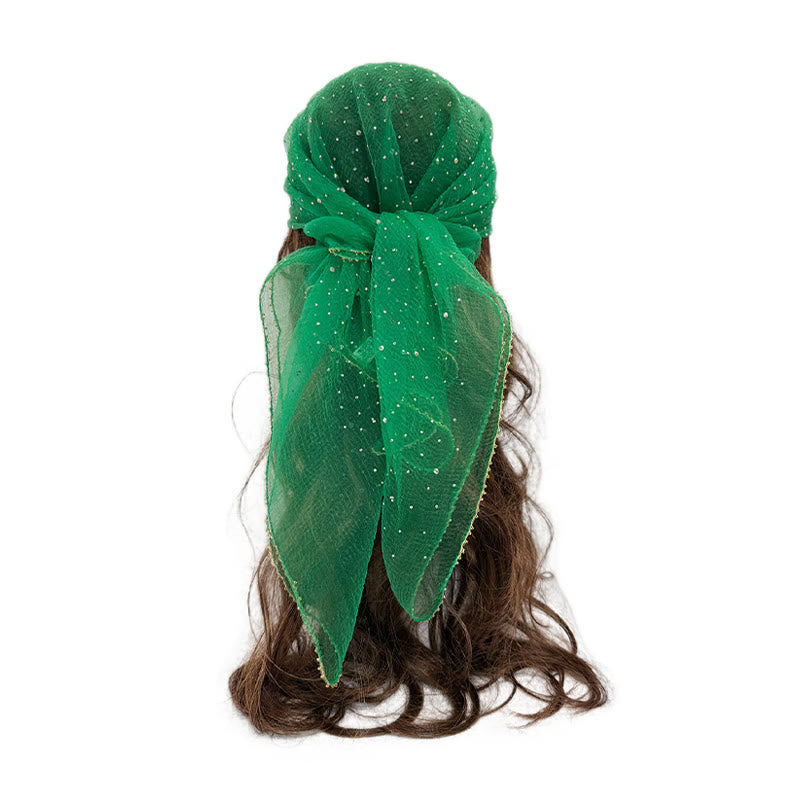 Women's Lightweight Sparkle Rhinestone Beaded Trim Fashion Summer Scarf - Green - image 4