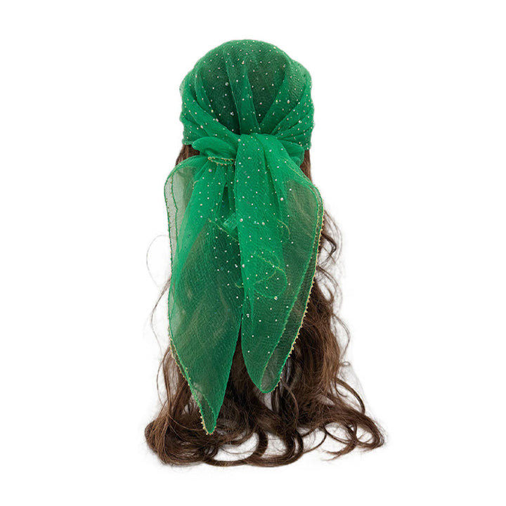 Women's Lightweight Sparkle Rhinestone Beaded Trim Fashion Summer Scarf - Green - image 4