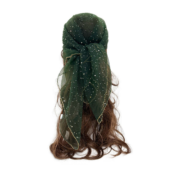 Women's Lightweight Sparkle Rhinestone Beaded Trim Fashion Summer Scarf - Dark Green - image 8