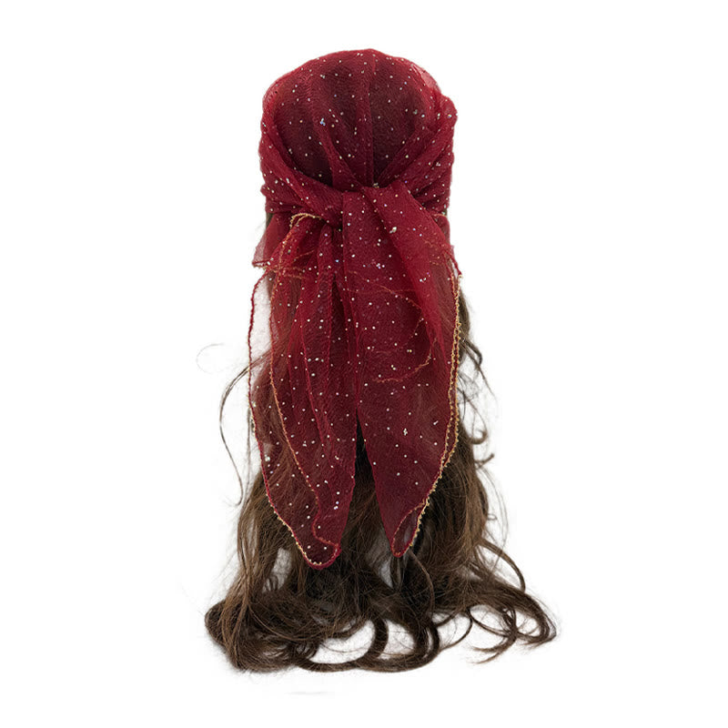 Women's Lightweight Sparkle Rhinestone Beaded Trim Fashion Summer Scarf - Maroon - image 11
