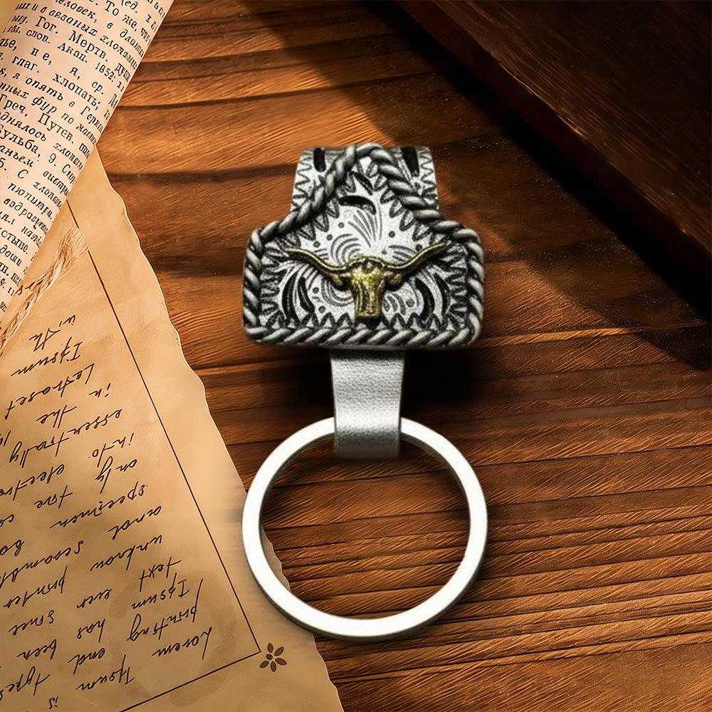 Handmade Western Belt Key Holder Metal Keychain - Silver - image 0