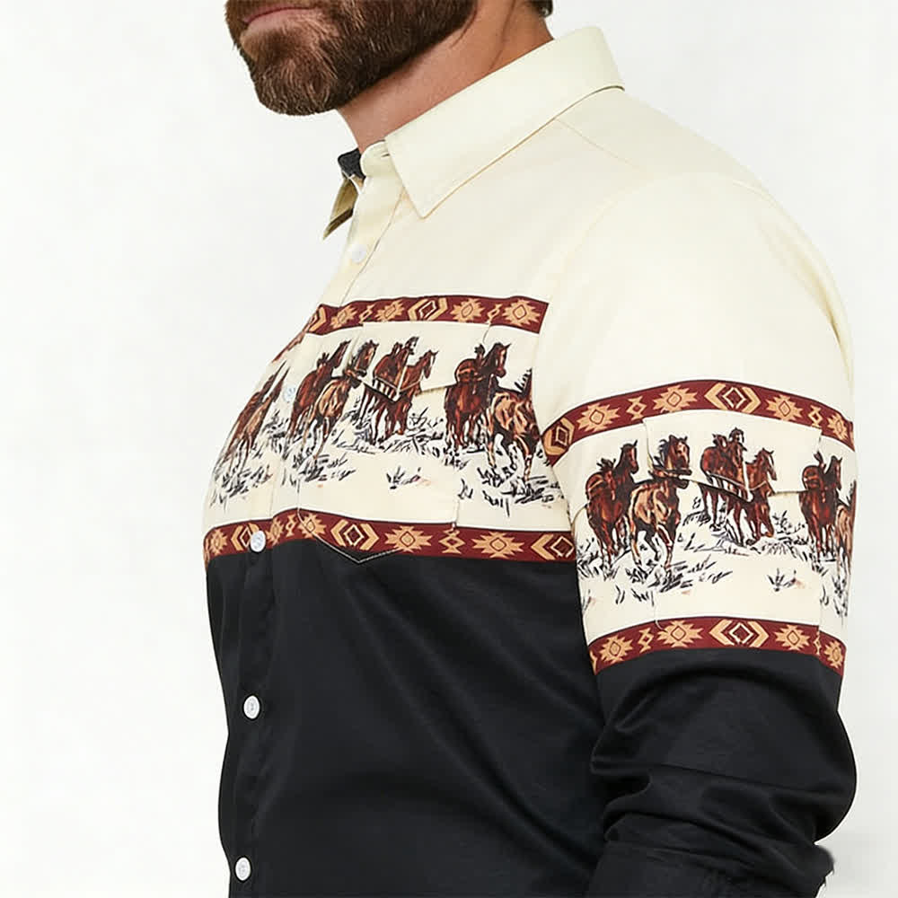 Men's Blue Southwestern Aztec 3D Printed Cowboy Shirt - image 3