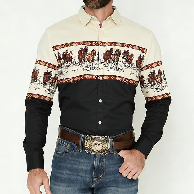 Men's Blue Southwestern Aztec 3D Printed Cowboy Shirt - image 1