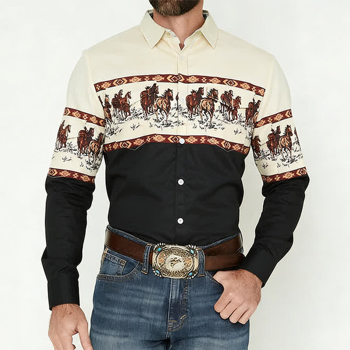 Men's Blue Southwestern Aztec 3D Printed Cowboy Shirt - image 1