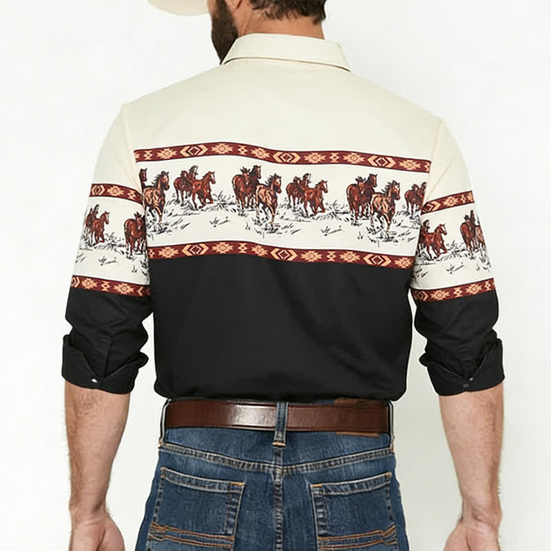 Men's Blue Southwestern Aztec 3D Printed Cowboy Shirt - image 2