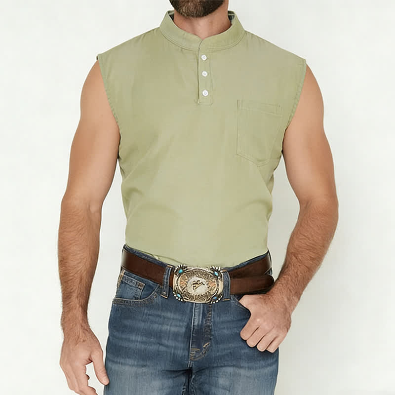 Men's Summer Washed Color Sleeveless T-Shirt Vest - image 1