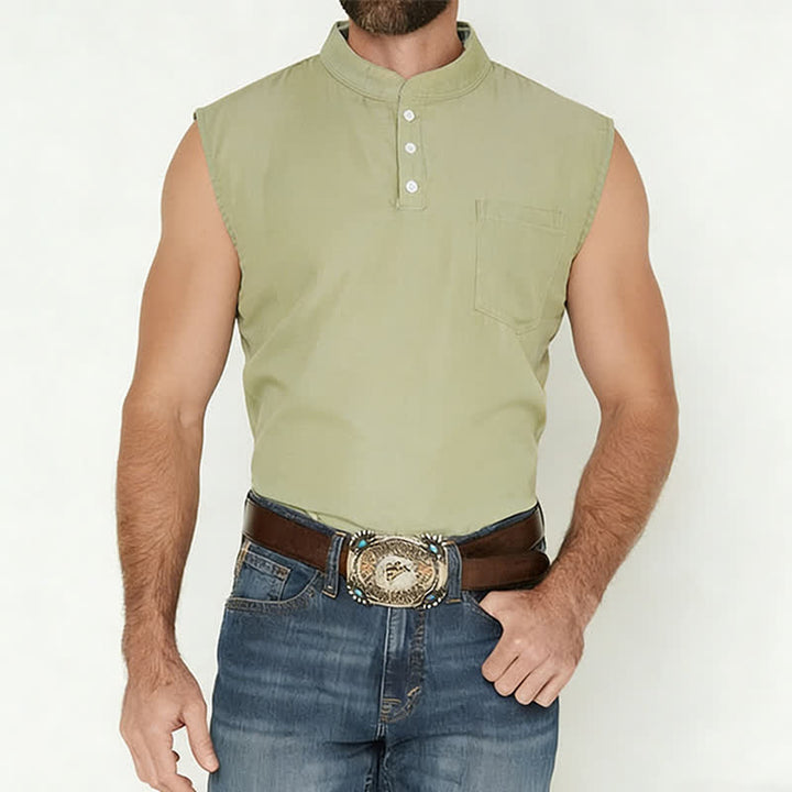 Men's Summer Washed Color Sleeveless T-Shirt Vest - image 1