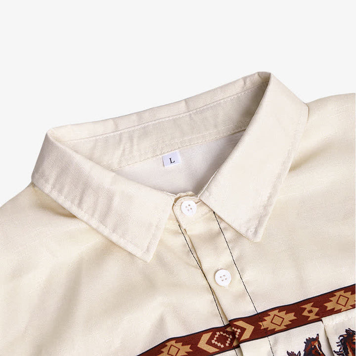 Men's Blue Southwestern Aztec 3D Printed Cowboy Shirt - image 4