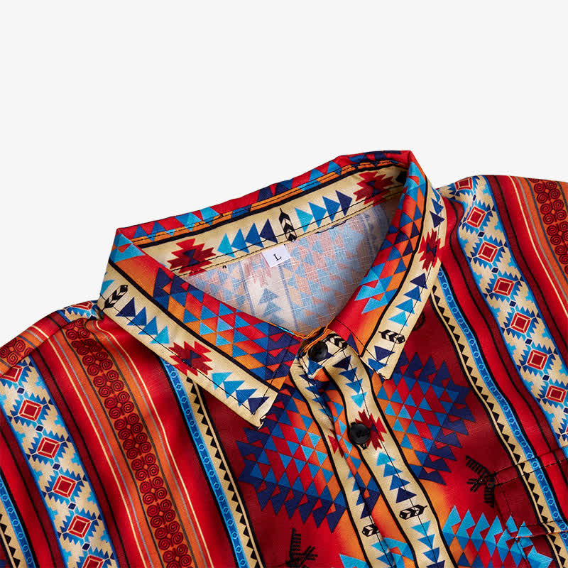 Men's Orange Southwestern Tribal 3D Printed Western Shirt - image 4