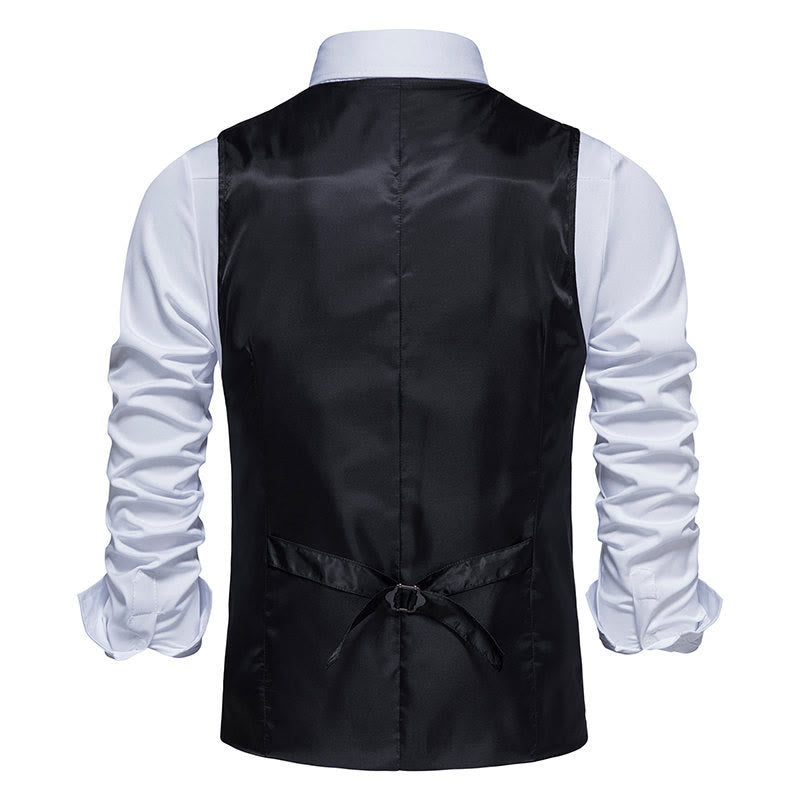 Men's Vintage Plaid Lapel Button Down Vest - image 9