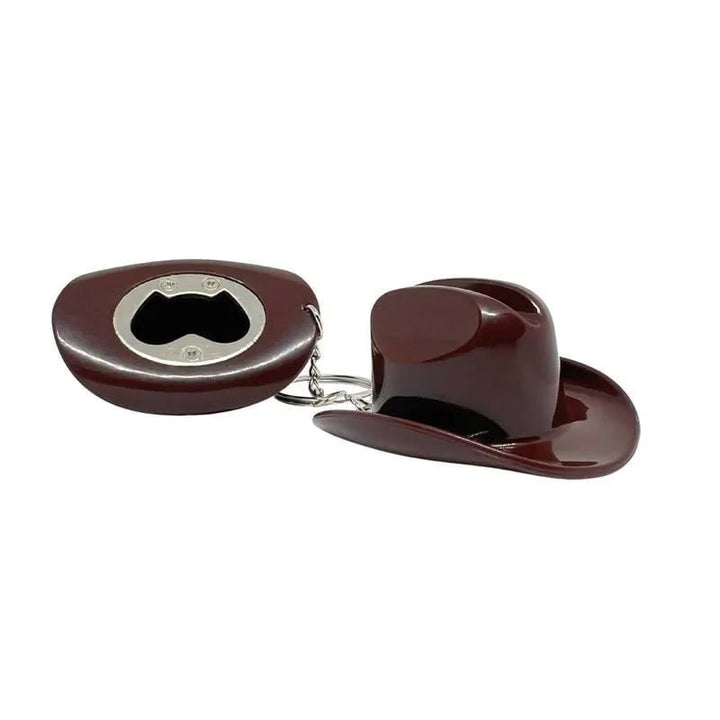 Retro Cowboy Hat Shape Multifunctional Bottle Opener Keychain - Brown - image 0