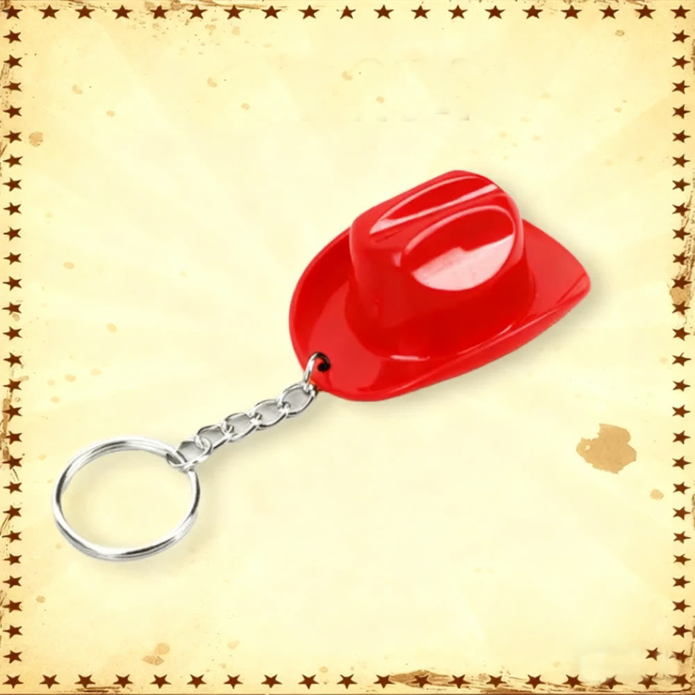 Retro Cowboy Hat Shape Multifunctional Bottle Opener Keychain - Red - image 4