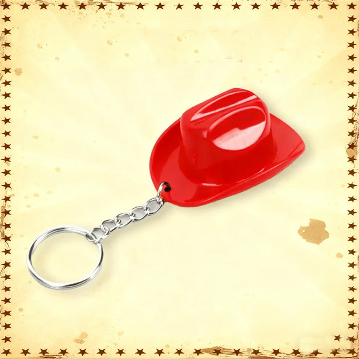 Retro Cowboy Hat Shape Multifunctional Bottle Opener Keychain - Red - image 4