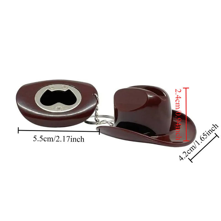 Retro Cowboy Hat Shape Multifunctional Bottle Opener Keychain - image 1