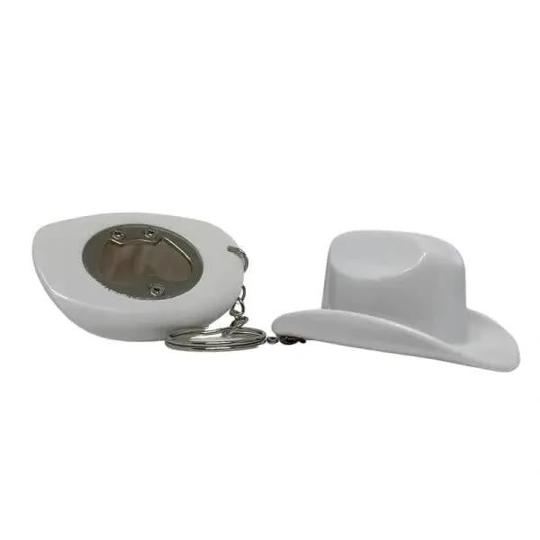 Retro Cowboy Hat Shape Multifunctional Bottle Opener Keychain - White - image 2