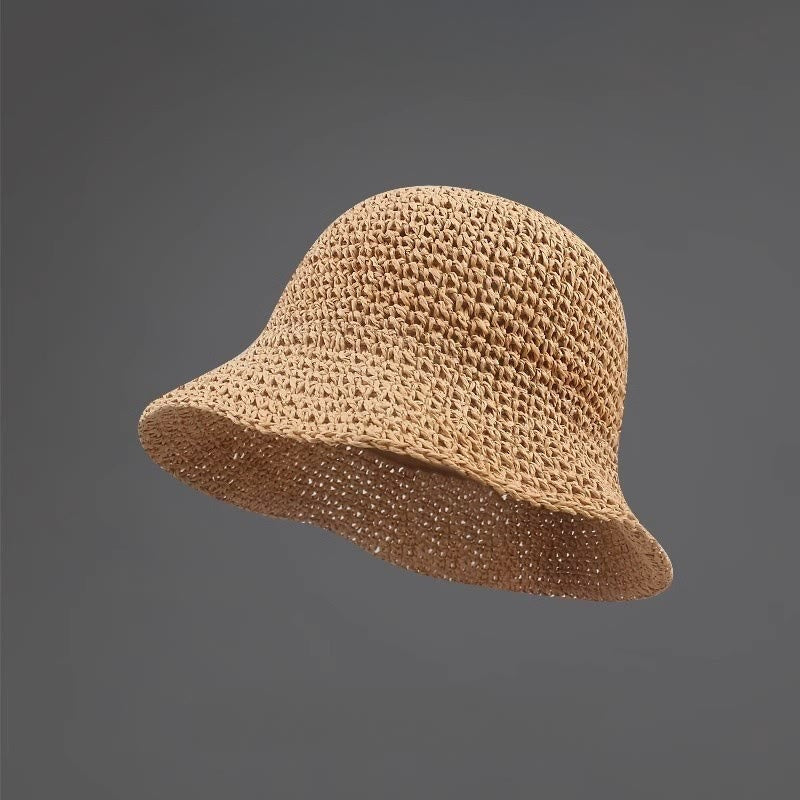 Women's Breathable Crochet Knit Casual Daily Summer Straw Hat - Khaki - Adjustable (About 21 1/4"-22 7/8") - image 1