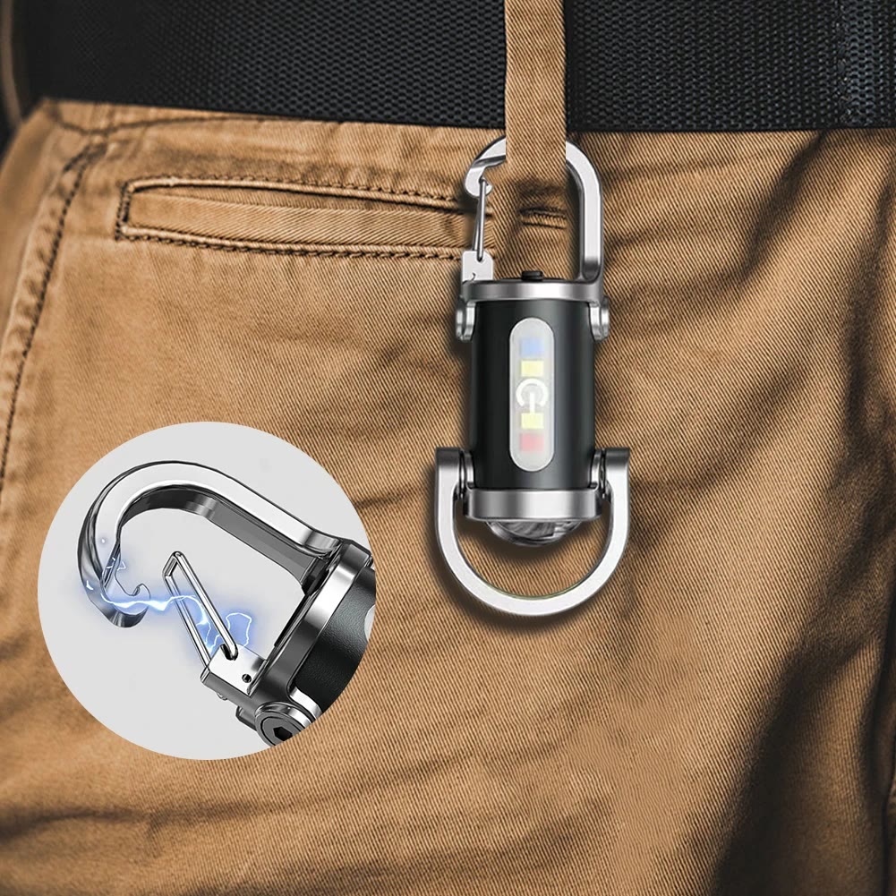 Multifunctional Waterproof Mini LED Flashlight Portable Keychain - Black - image 0