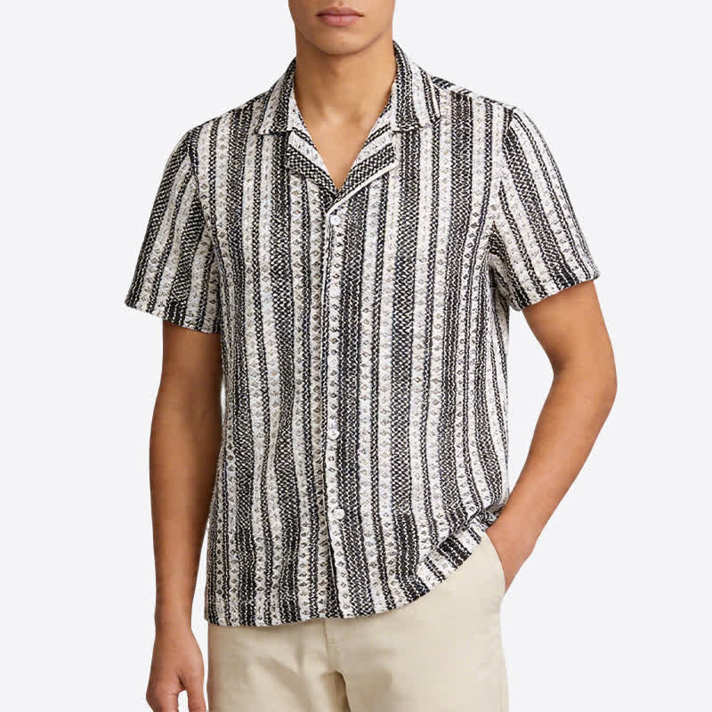 Men's Classic Textured Striped Summer Knitted Shirt - image 1