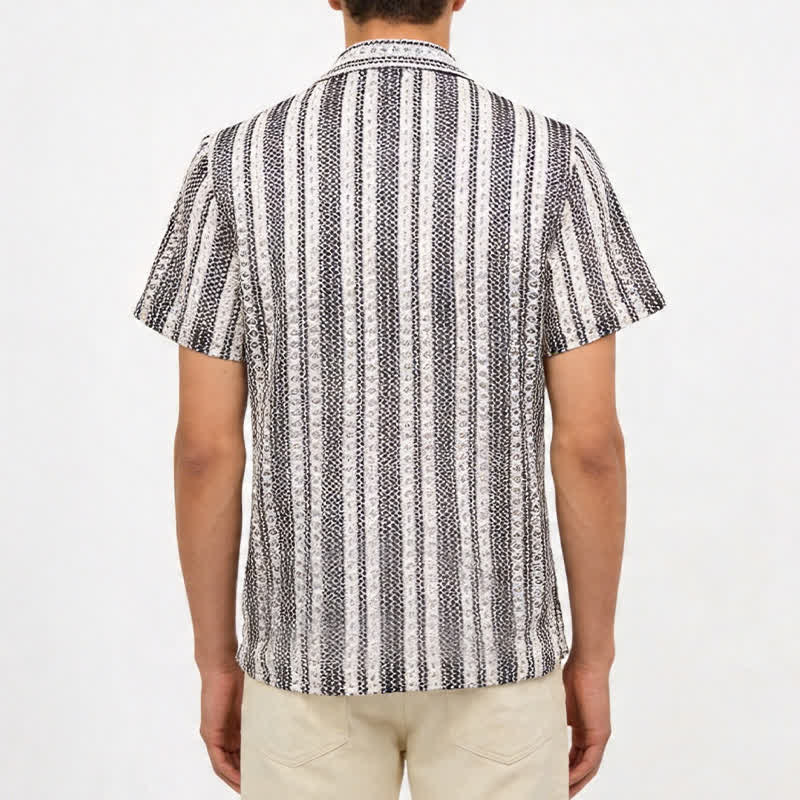 Men's Classic Textured Striped Summer Knitted Shirt - image 2