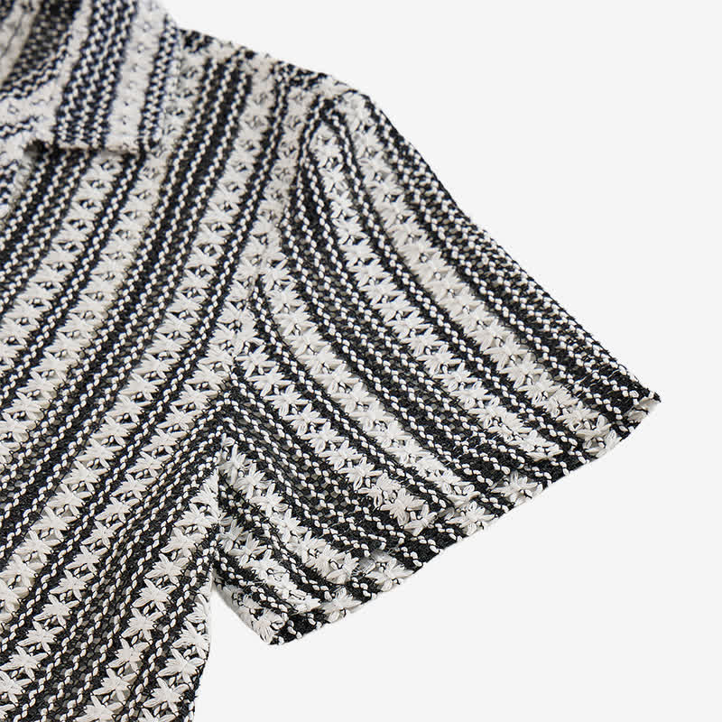 Men's Classic Textured Striped Summer Knitted Shirt - image 6