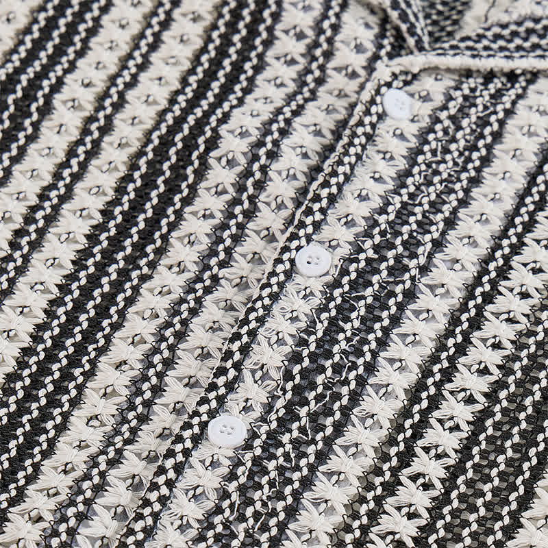 Men's Classic Textured Striped Summer Knitted Shirt - image 4