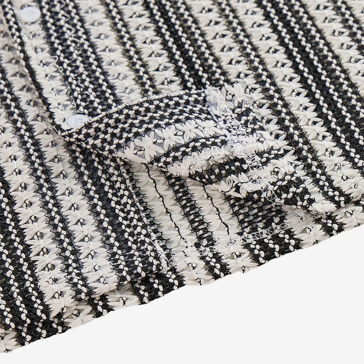Men's Classic Textured Striped Summer Knitted Shirt - image 5
