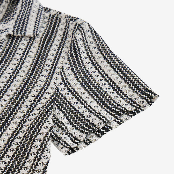 Men's Classic Textured Striped Summer Knitted Shirt - image 6