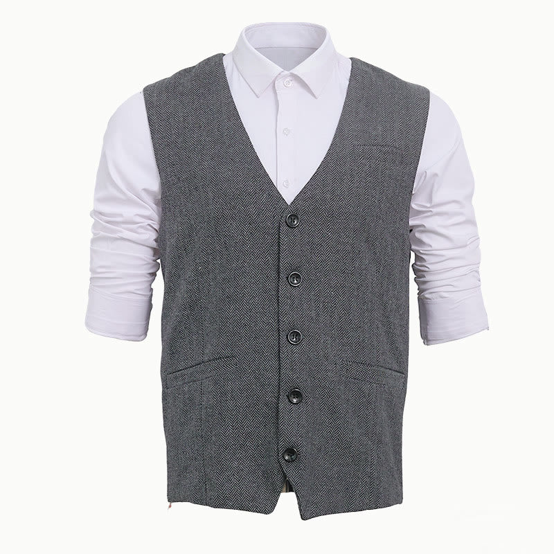 Men's Business Casual Relaxed Fit V-Neck Waistcoat - image 18