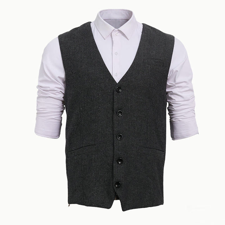 Men's Business Casual Relaxed Fit V-Neck Waistcoat - Dark Grey - 2XL - image 6