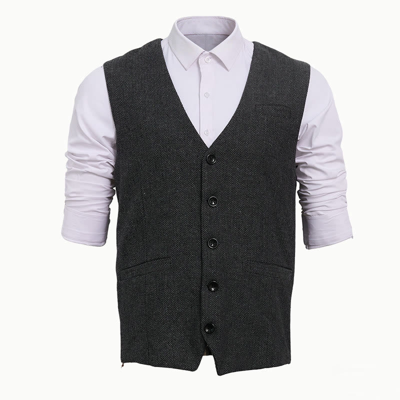 Men's Business Casual Relaxed Fit V-Neck Waistcoat - Dark Grey - 2XL - image 6