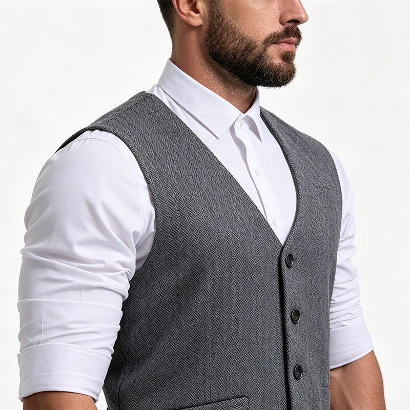 Men's Business Casual Relaxed Fit V-Neck Waistcoat - image 2