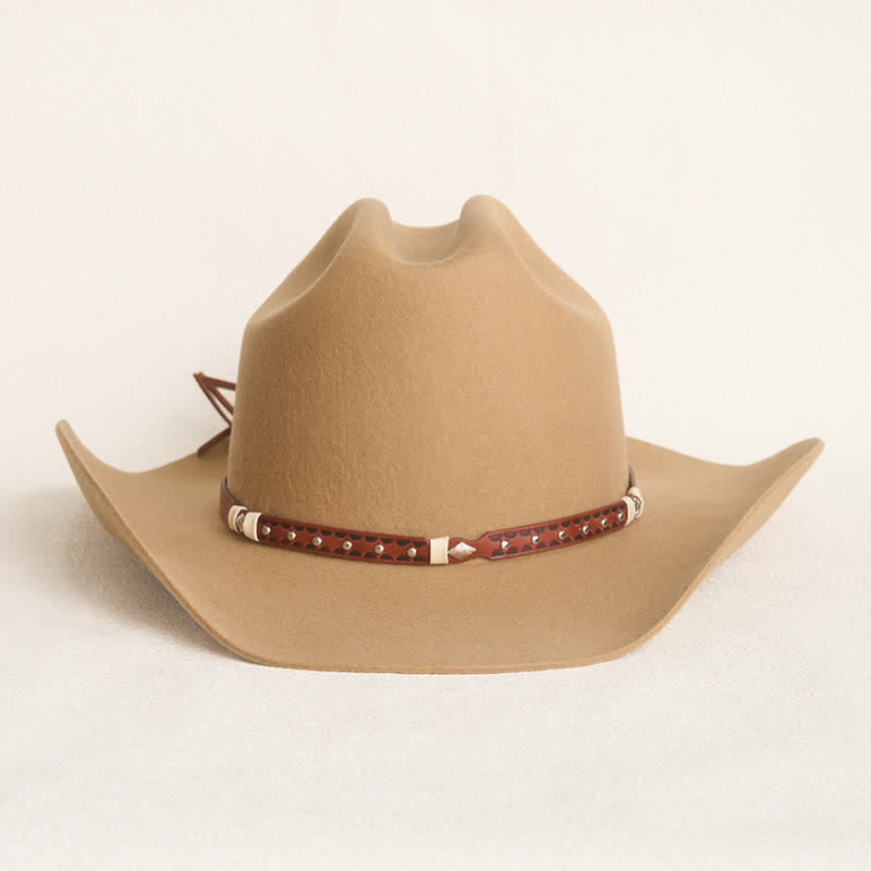 Stylish Rivet Studded Classic Camel Cowboy Hat - image 1