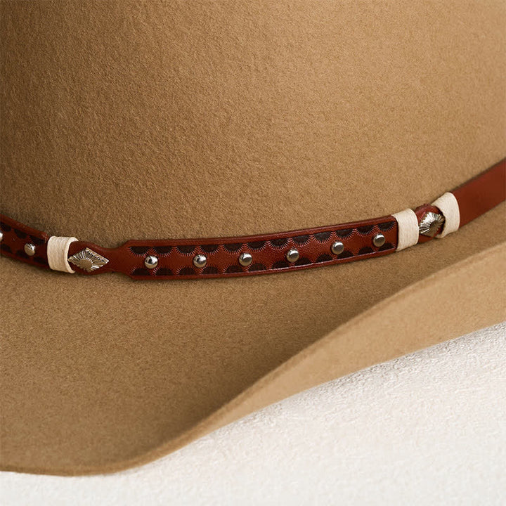Stylish Rivet Studded Classic Camel Cowboy Hat - image 2