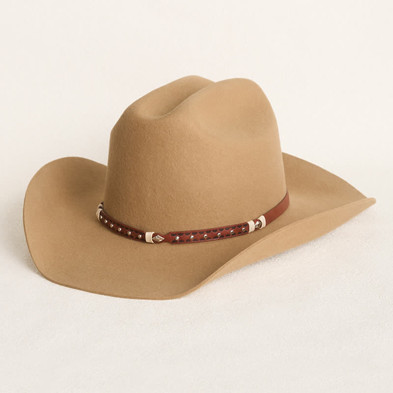 Stylish Rivet Studded Classic Camel Cowboy Hat - Camel - L (23 1/4"-23 5/8") - image 0
