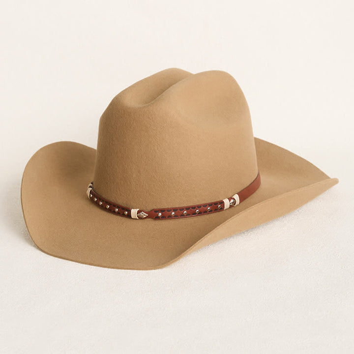 Stylish Rivet Studded Classic Camel Cowboy Hat - Camel - L (23 1/4"-23 5/8") - image 0