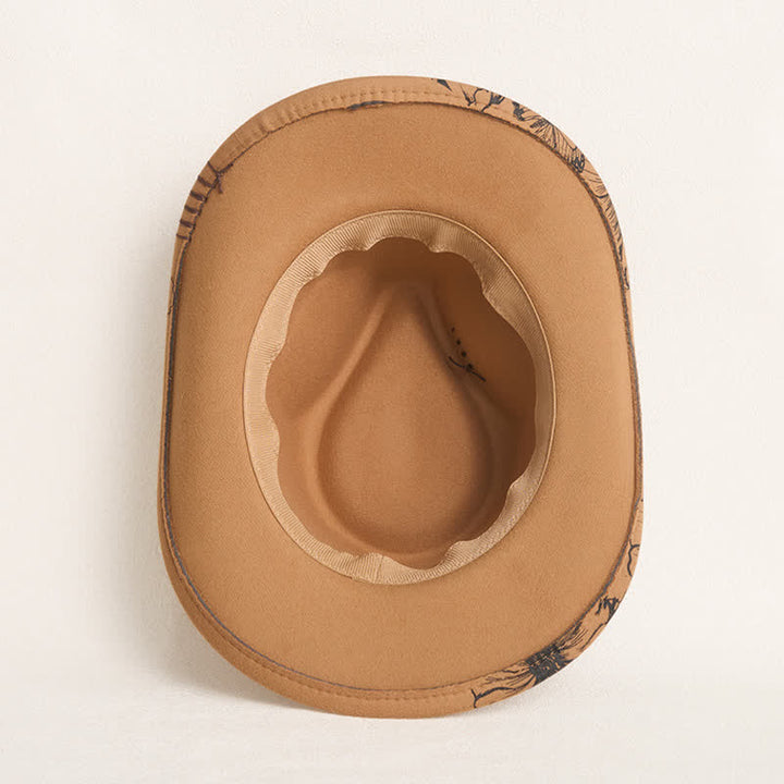 Western Sunflower Feather Decor Ethnic Strap Cowboy Hat - image 8