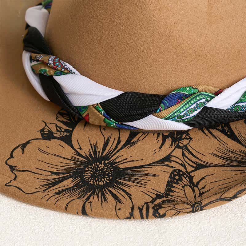 Western Sunflower Feather Decor Ethnic Strap Cowboy Hat - image 3