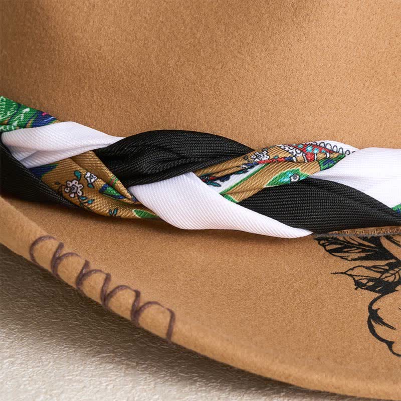 Western Sunflower Feather Decor Ethnic Strap Cowboy Hat - image 4