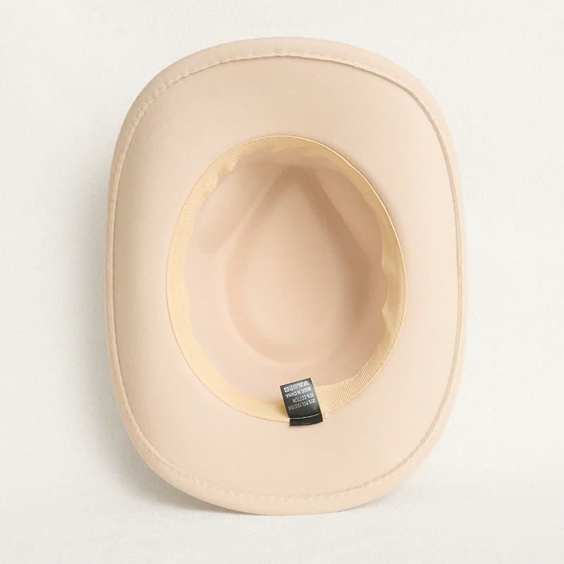 Men's Silver Bull Head Belt Stars Beige Cowboy Hat - image 7