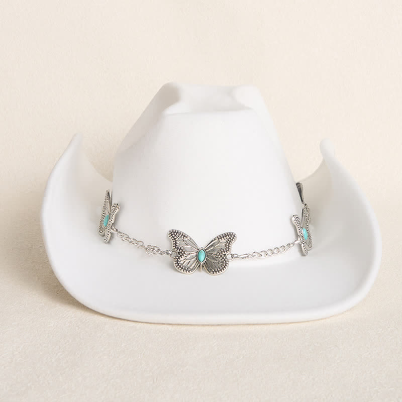 Men's Butterfly Chain Trim Cowboy Hat - image 1