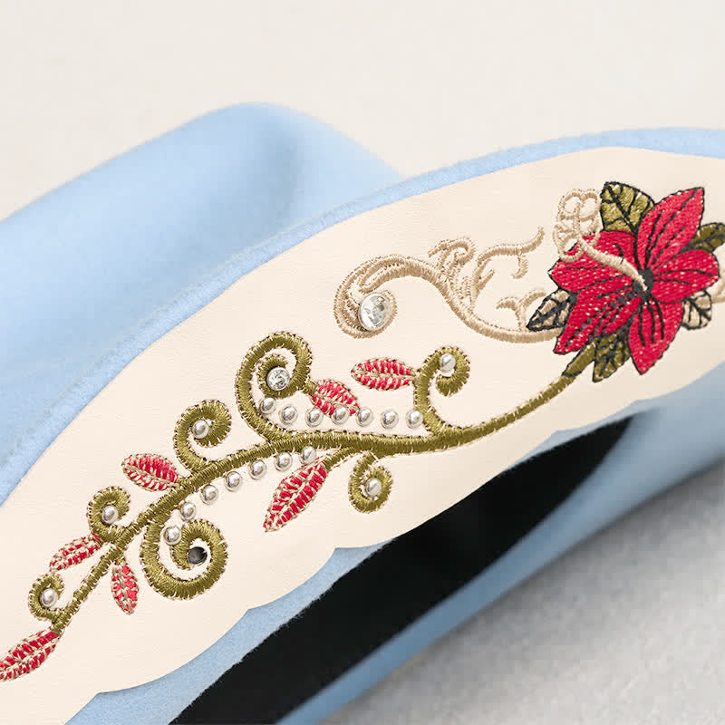 Flower Embroidered Ruby Brim Belt Men's Cowboy Hat - image 4