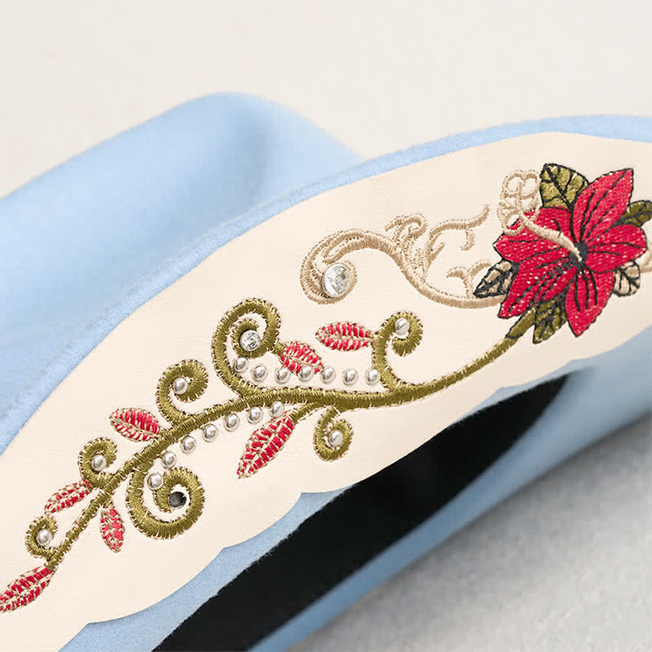  Flower Embroidered Ruby Brim Belt Men's Cowboy Hat - image 4