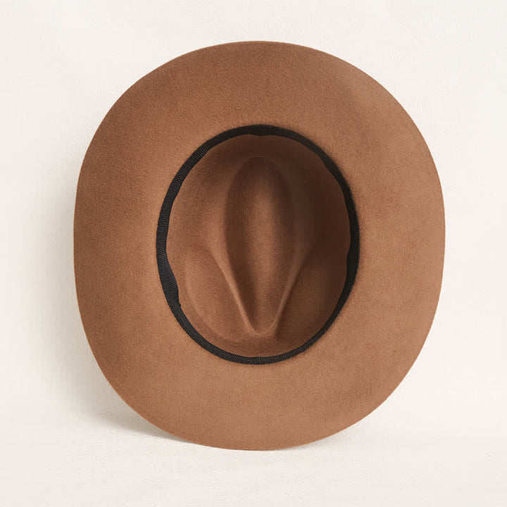 Paisley Leather Strap Feathers Wool Cowboy Hat - image 7